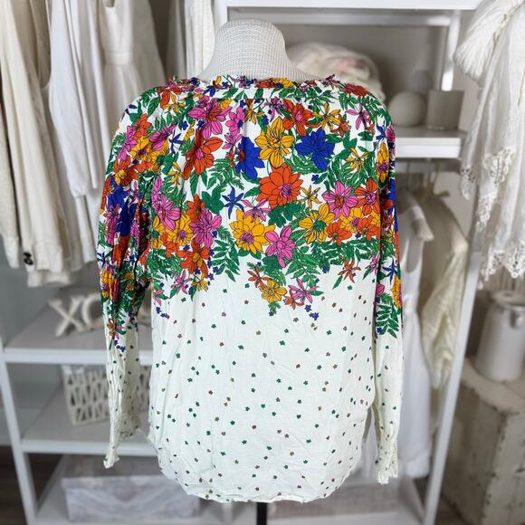 Talbots Plus sz. 3X white and floral blouse, sunny, summer, work, career #3753 - Picture 2 of 8